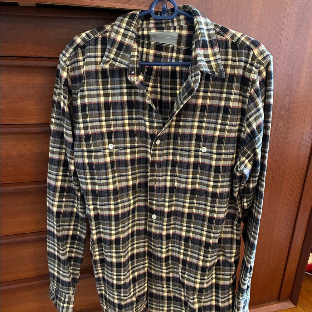 Everlane Men's Plaid Button Down Shirt - Black, White, Tan